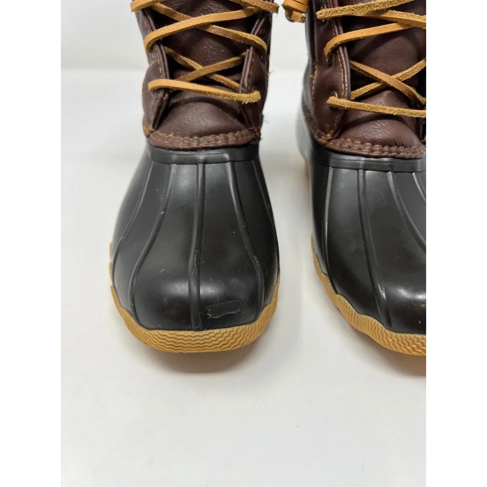 Sperry Saltwater Duck Boots Girls 2M Brown Side Zip Waterproof Rain